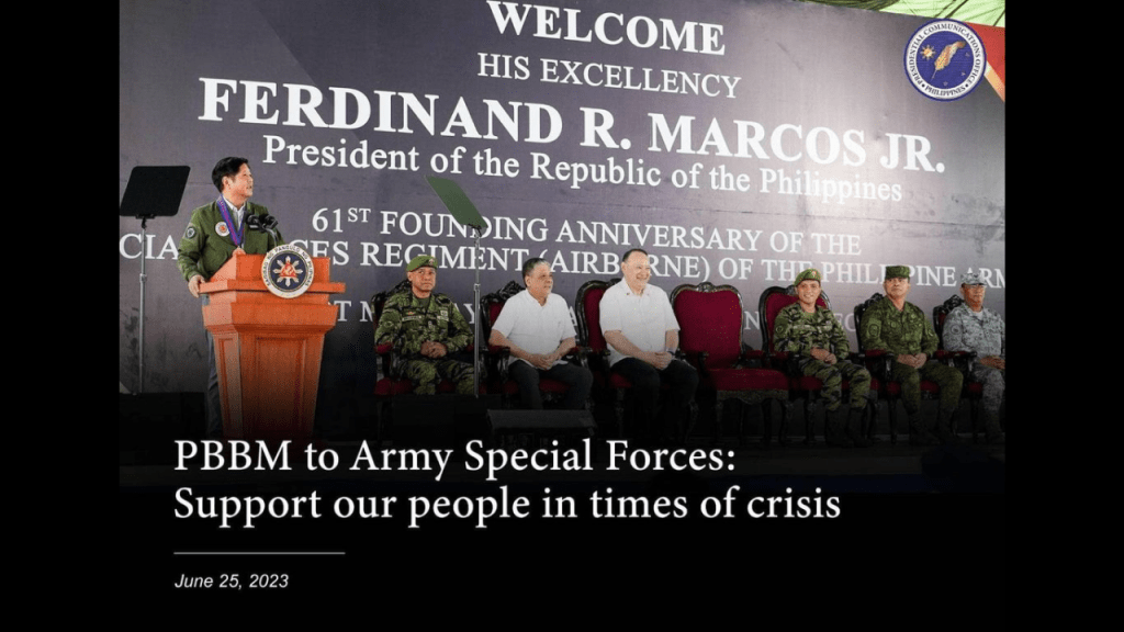 PBBM TO ARMY SPECIAL FORCES: SUPPORT OUR PEOPLE IN TIMES OF&nbsp;CRISIS