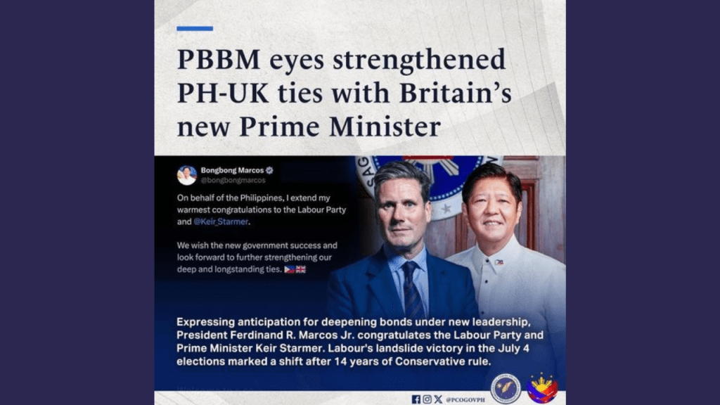 PBBM EYES STRENGTHENED PH-UK TIES WITH BRITAIN’S NEW PRIME&nbsp;MINISTER