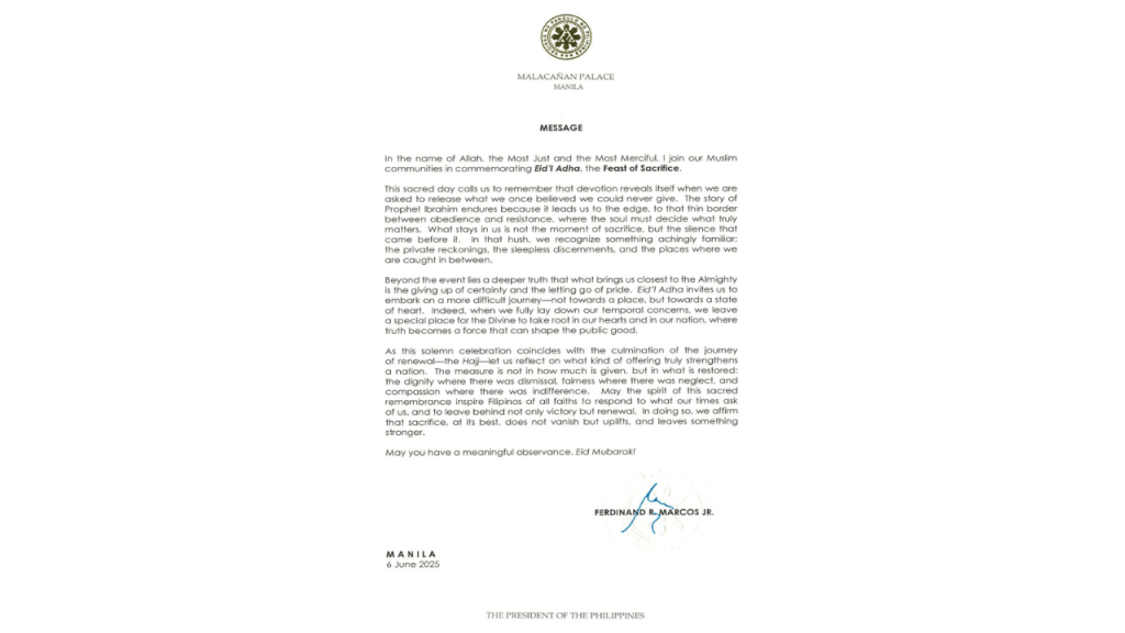 PRESIDENT’S MESSAGE FOR EID’L ADHA: A CALL FOR SACRIFICE, RENEWAL,&nbsp;COMPASSION